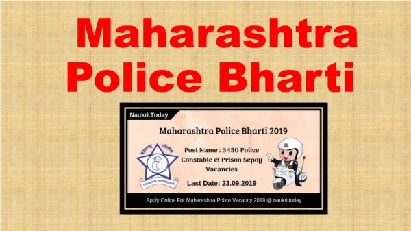 Maharashtra Police Bharti 2019 For 3450 Constable & Prison Sepoy Posts