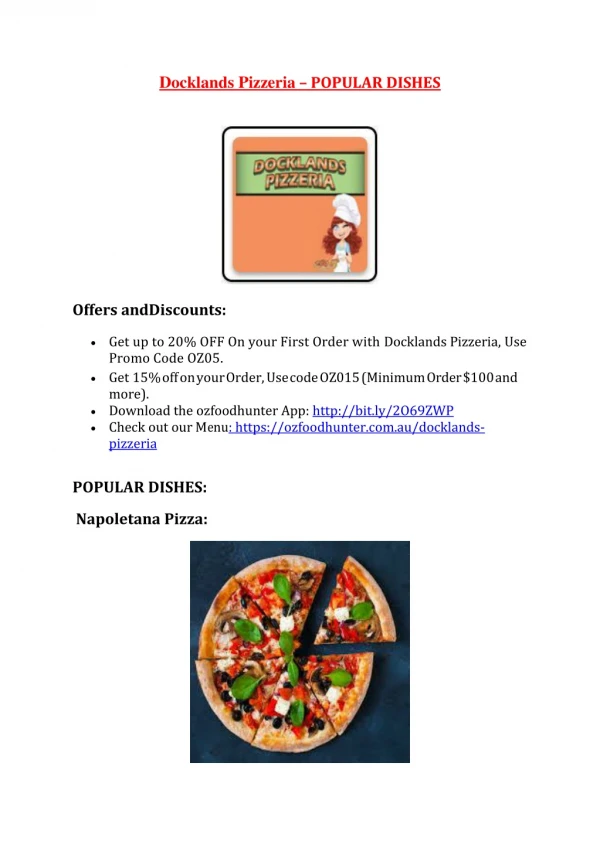 30% Off -Docklands Pizzeria-Docklands - Order Food Online