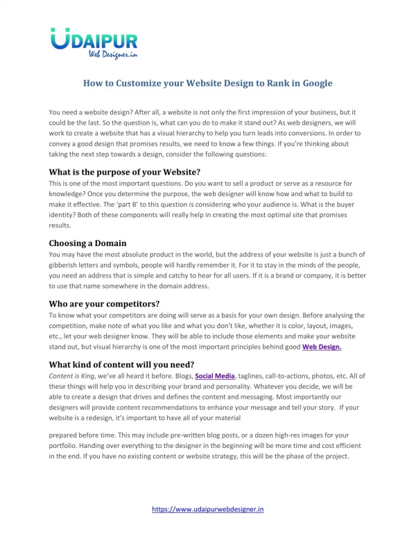 How to Customize your Website Design to Rank in Google