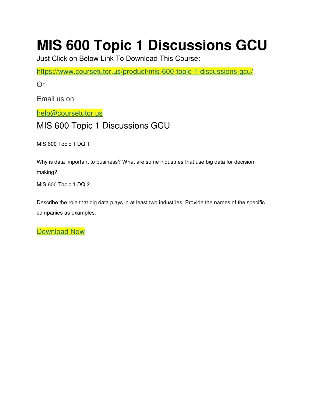 mis 600 topic 1 discussions gcu just click