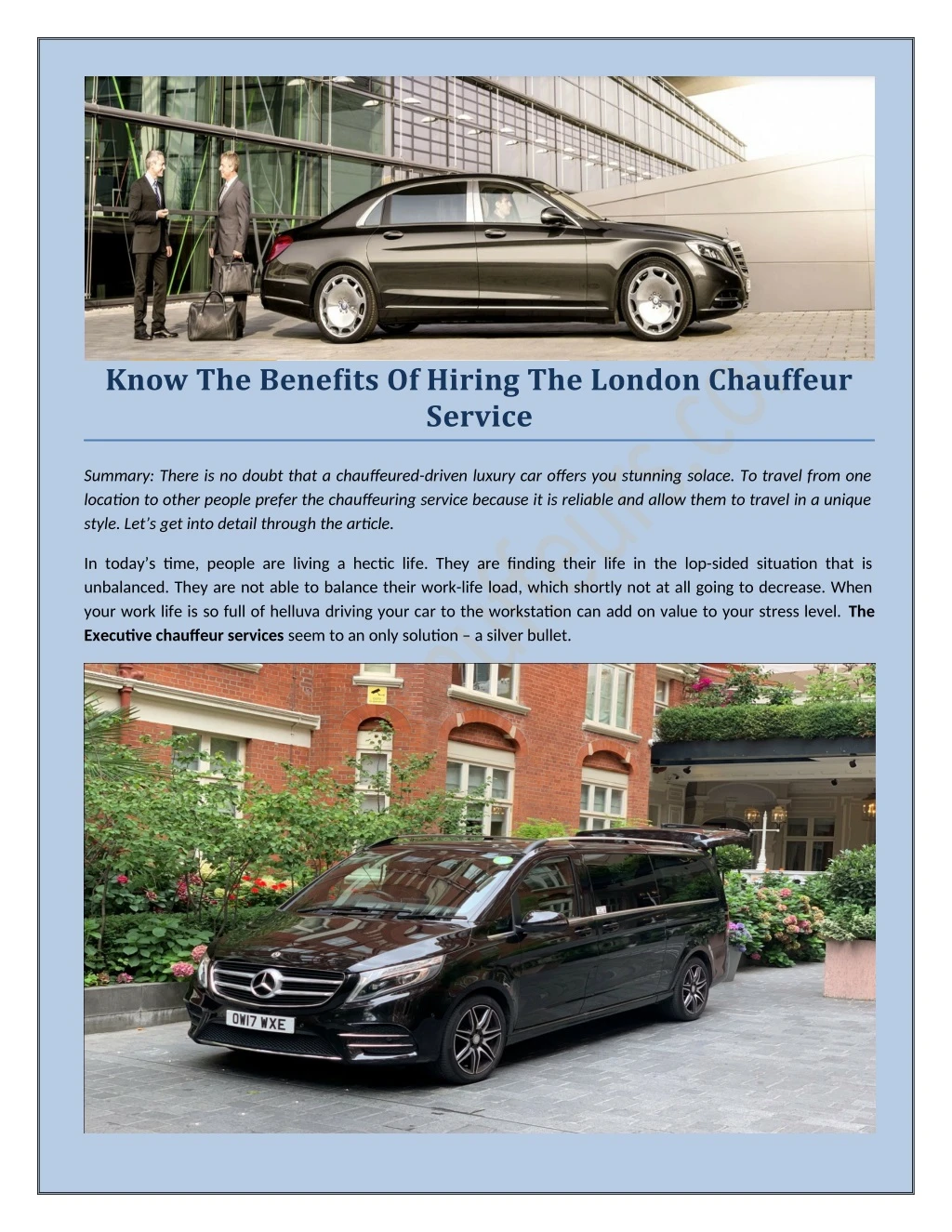 know the benefits of hiring the london chauffeur