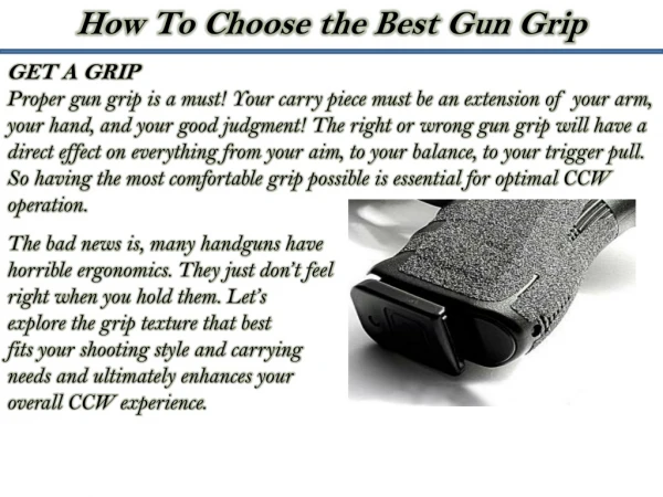 Concealedonline Reviews - How To Choose the Best Gun Grip