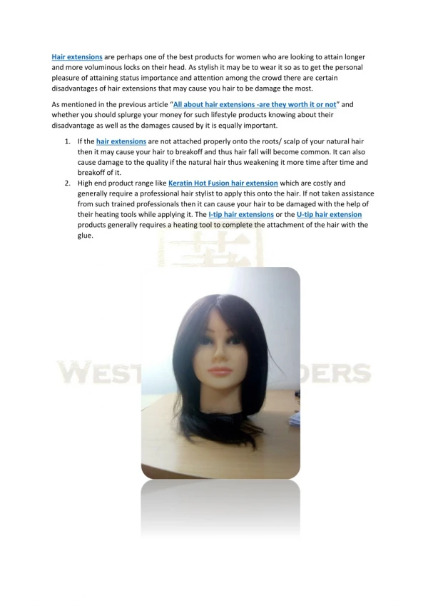 Damages caused by Hair Extensions - Western Traders