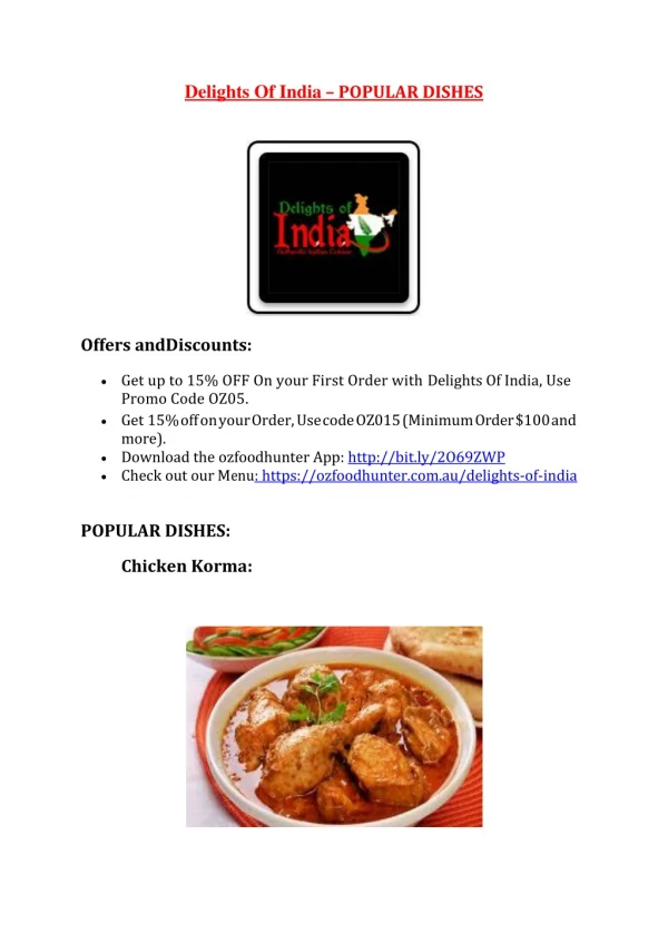 25% Off -Delights Of India-Warwick - Order Food Online
