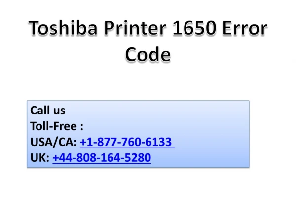 Toshiba Printer 1650 Error code