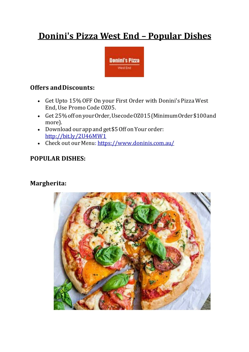 donini s pizza west end popular dishes