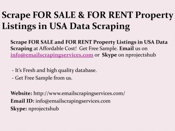 Scrape FOR SALE and FOR RENT Property Listings in USA - Realtors Data Scraping