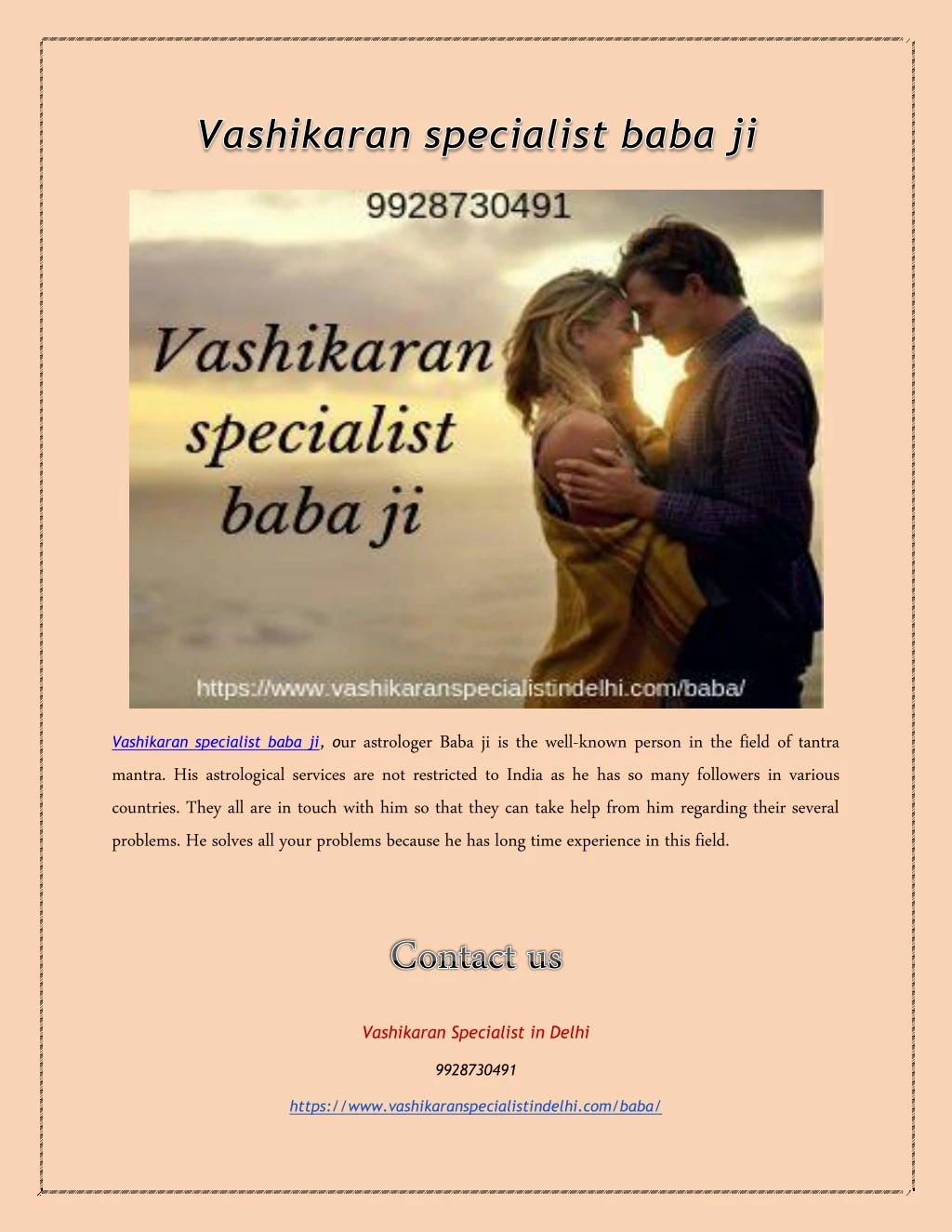 vashikaran specialist baba ji o ur astrologer