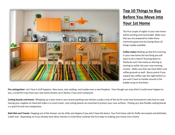 Top 10 Things to Buy Before You Move into Your 1st Home