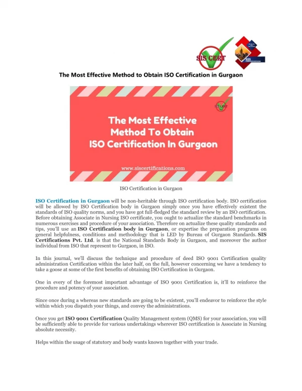 The Most Effective Method To Obtain ISO Certification In Gurgaon