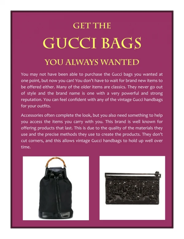 Get the Gucci Bags you always wanted