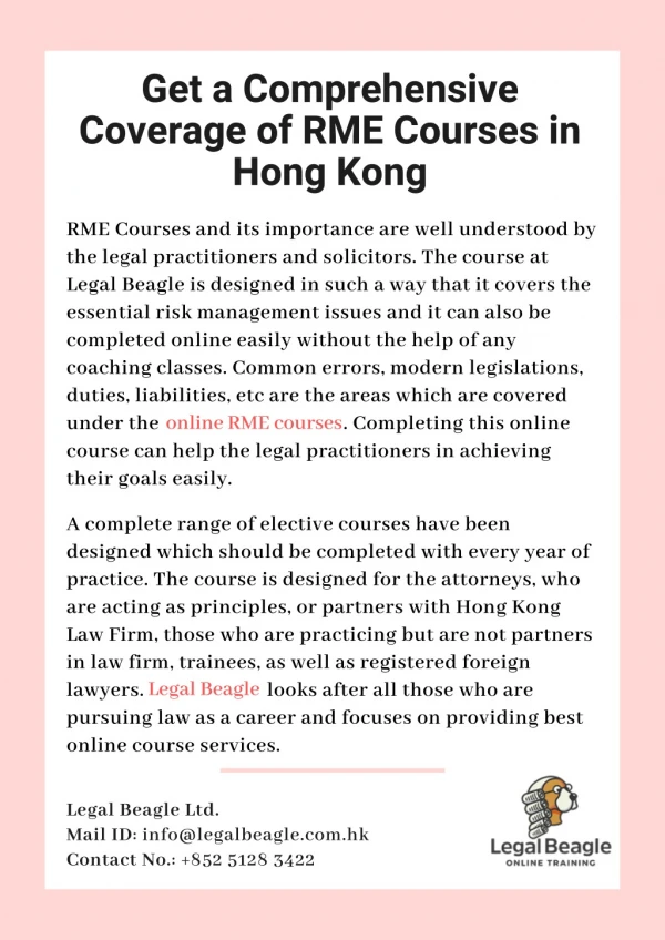 Get a Comprehensive Coverage of RME Courses in Hong Kong