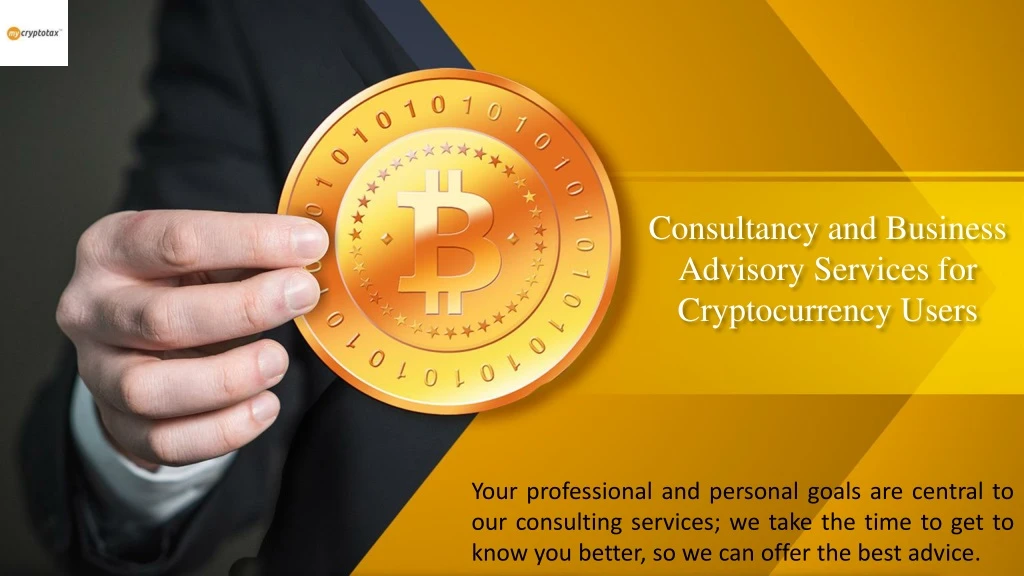 consultancy and business advisory services for cryptocurrency users