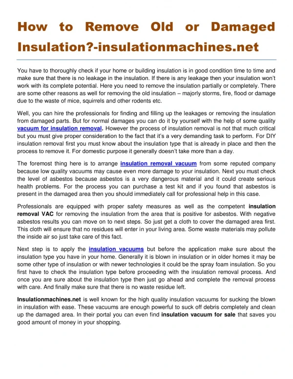 How to Remove Old or Damaged Insulation?-insulationmachines.net