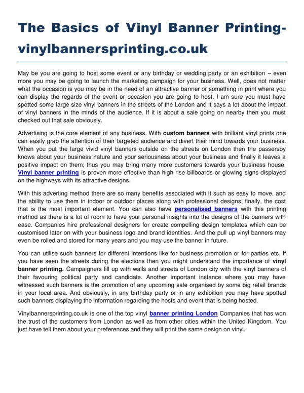 The Basics of Vinyl Banner Printing vinylbannersprinting.co.uk