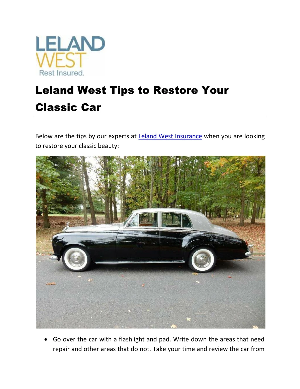leland west tips to restore your classic car