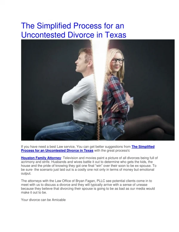 The Simplified Process for an Uncontested Divorce in Texas