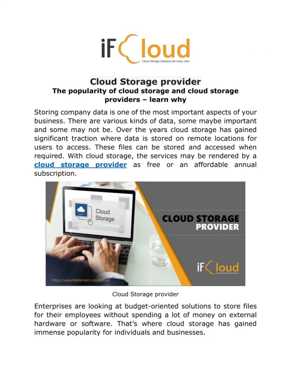 Cloud Storage provider