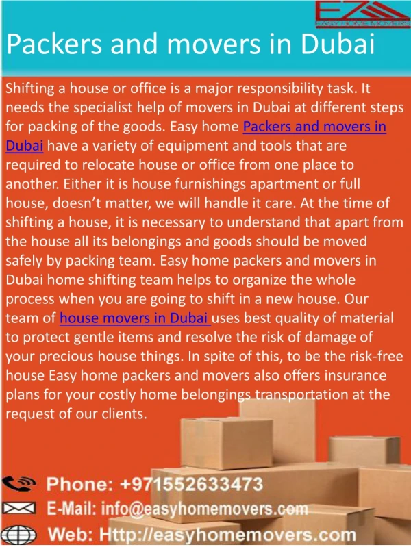 Select best packers and movers in Dubai | Easy home movers UAE
