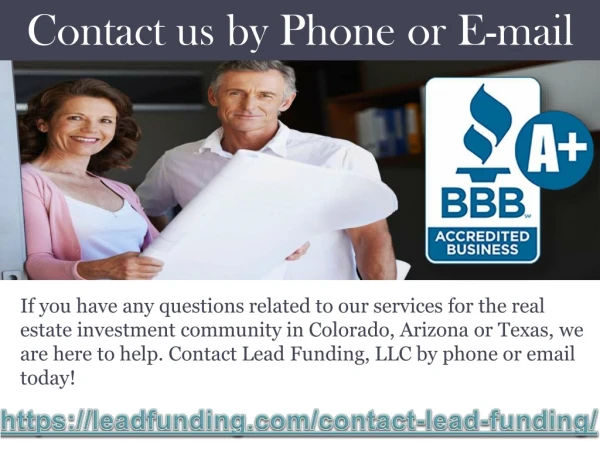 Contact us by Phone or Email - Lead Funding, LLC