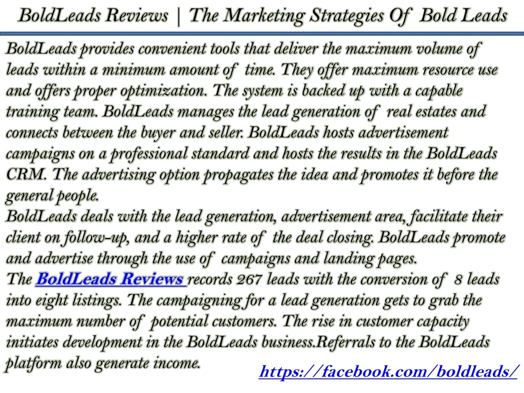 boldleads reviews the marketing strategies