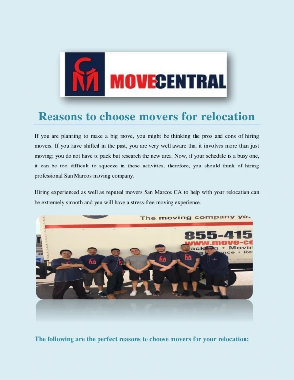 Choose movers for relocation
