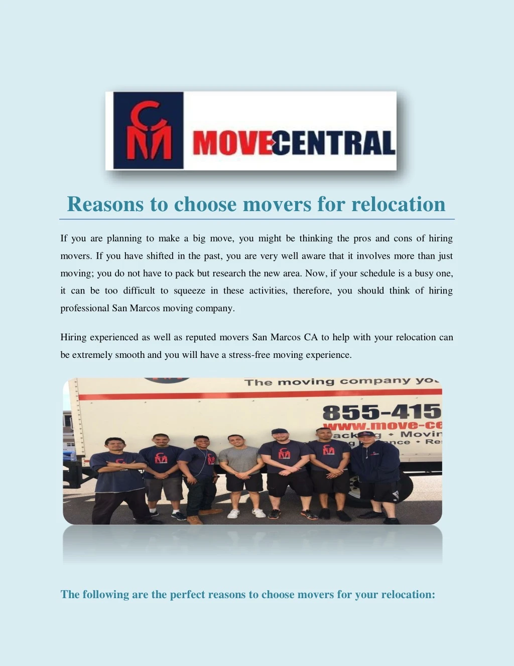 reasons to choose movers for relocation