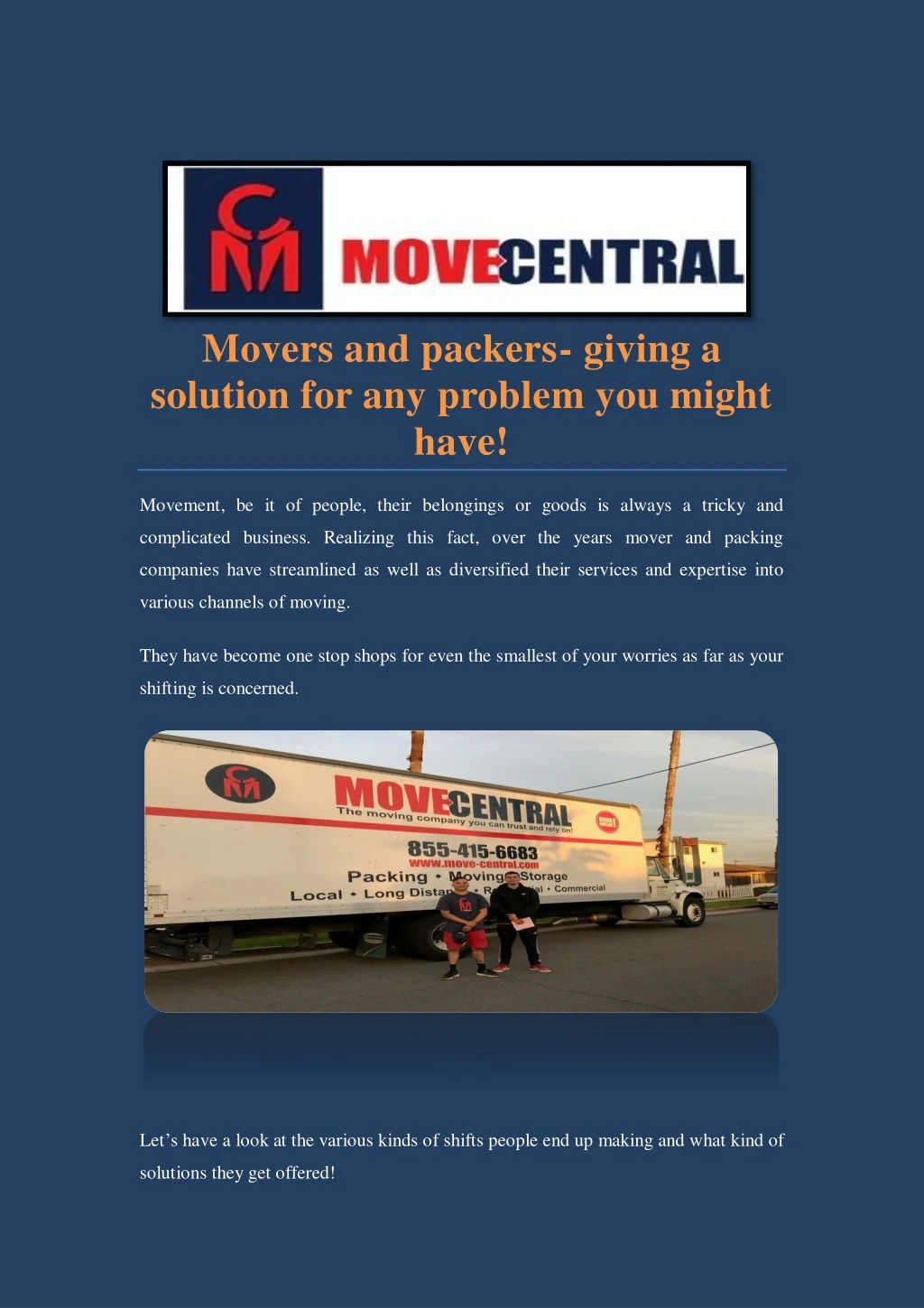 movers and packers giving a solution