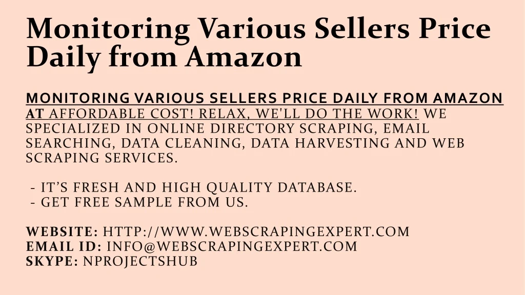 monitoring various sellers price daily from amazon