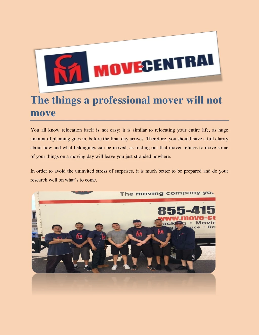 the things a professional mover will not move