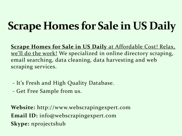 Scrape Homes for Sale in US Daily