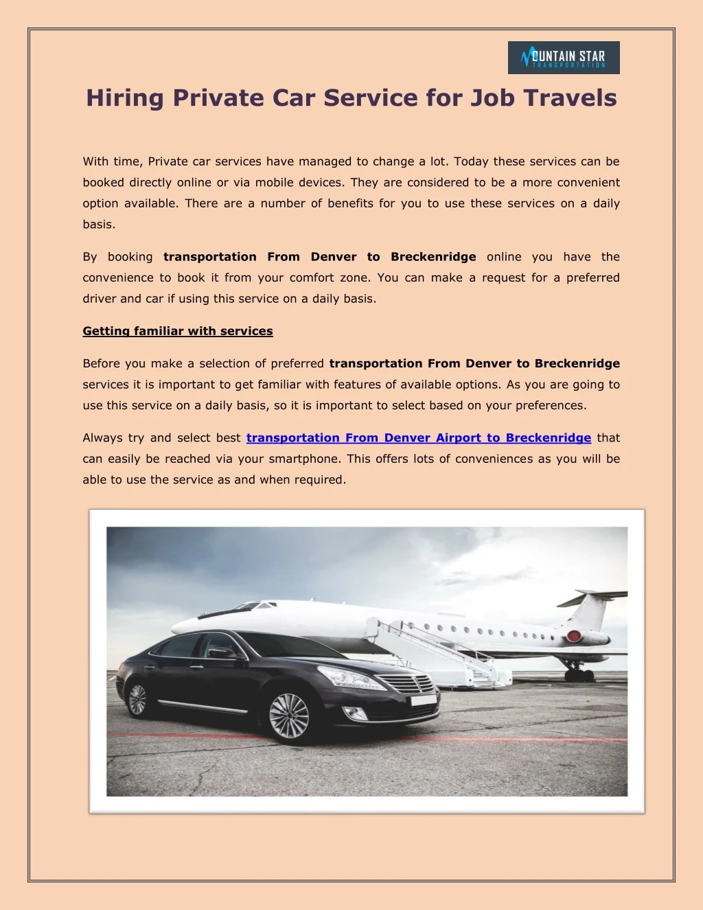 hiring private car service for job travels