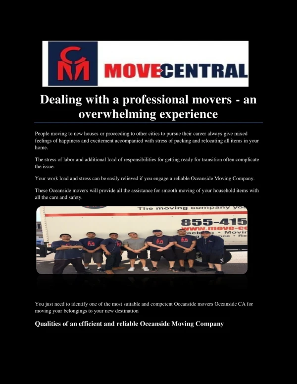 Professional movers - an overwhelming experience