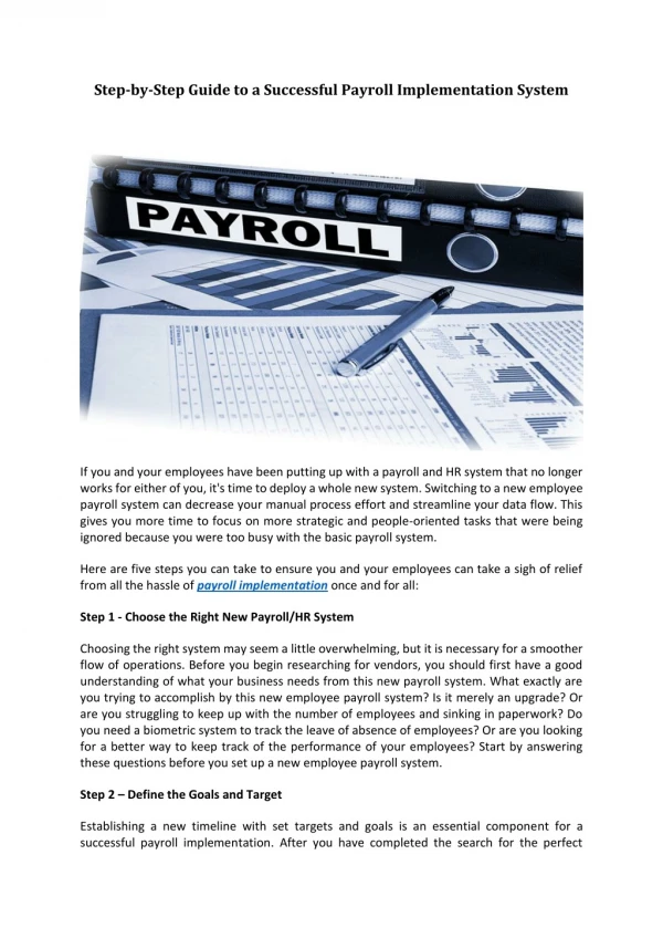Step-by-Step Guide to a Successful Payroll Implementation System