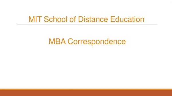 MBA Correspondence - MIT School of Distance Education