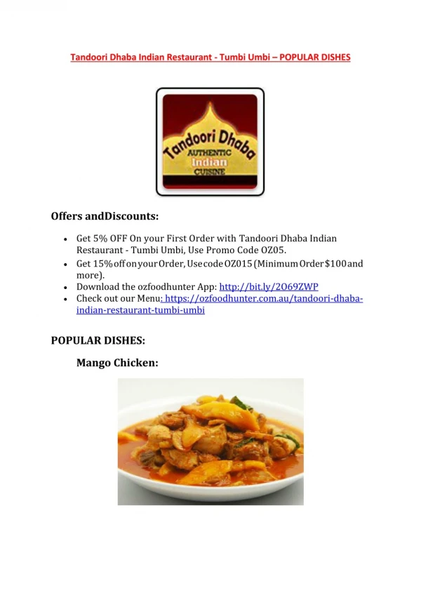Tandoori Dhaba Indian Restaurant - Tumbi Umbi-Tumbi Umbi - Order Food Online