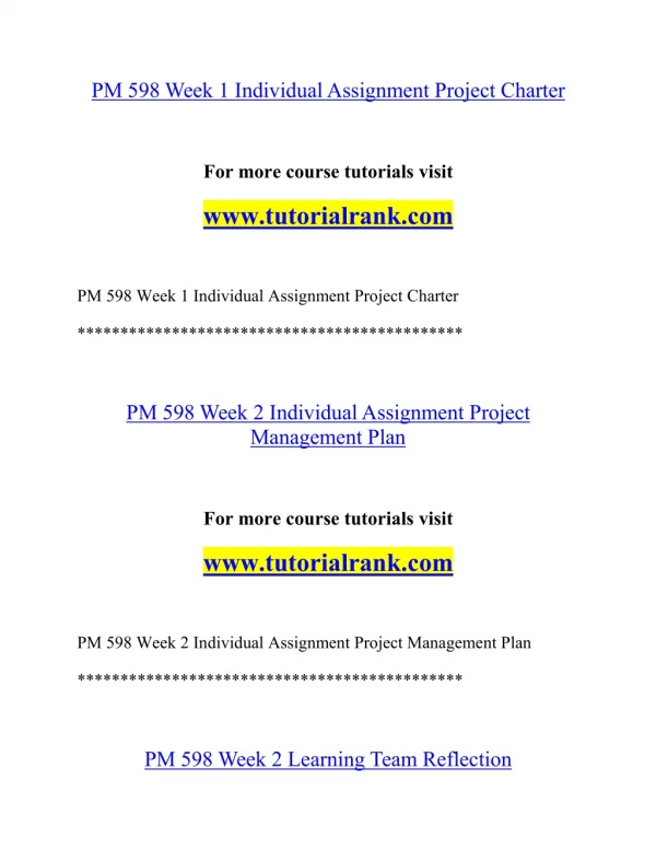 PM 598 Effective Communication - tutorialrank.com