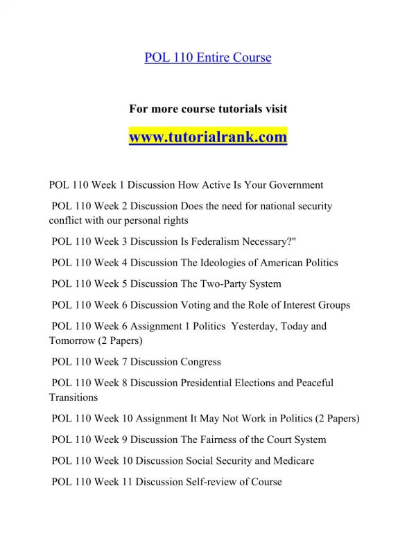 POL 110 Effective Communication - tutorialrank.com