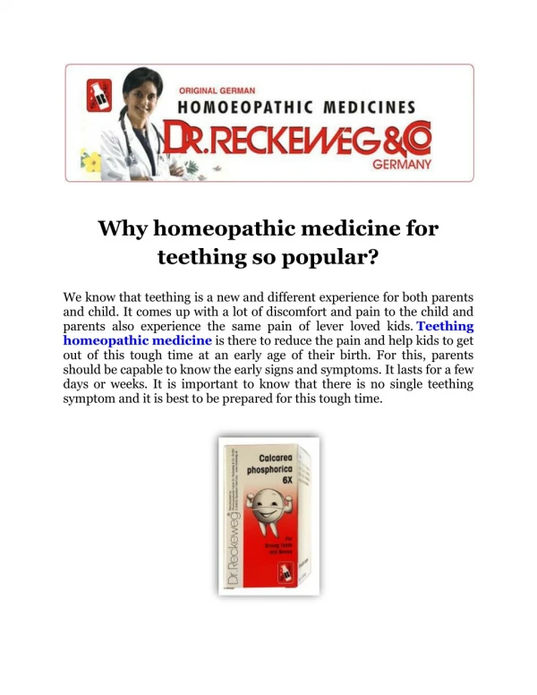 Why homeopathic medicine for teething so popular?