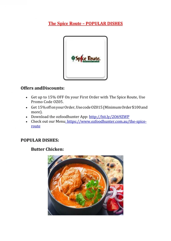 25% Off -The Spice Route-North Lakes - Order Food Online