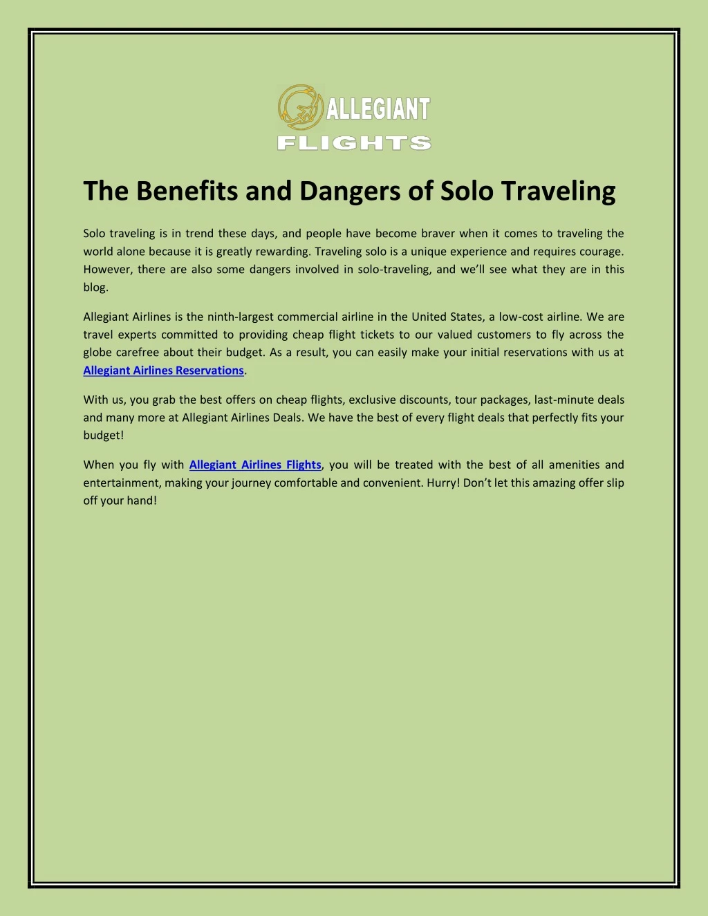 the benefits and dangers of solo traveling