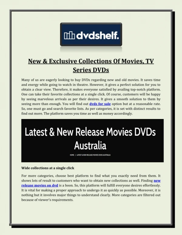 New & Exclusive Collections Of Movies, TV Series DVDs