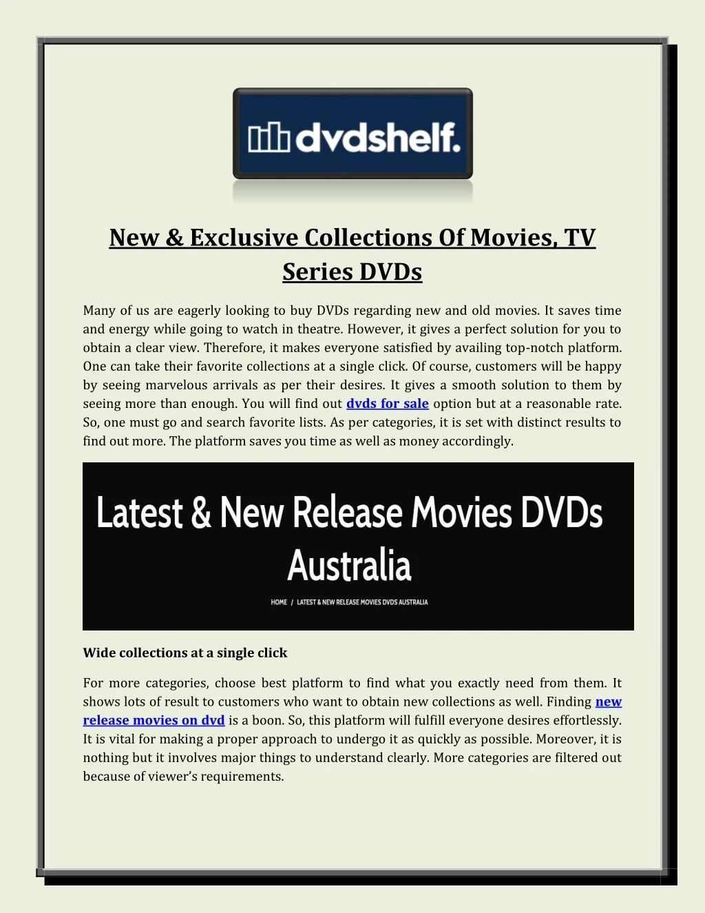 new exclusive collections of movies tv series dvds