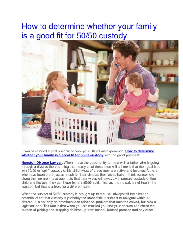 How to determine whether your family is a good fit for 50/50 custody