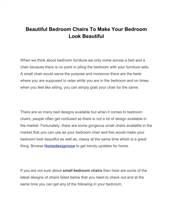 Beautiful Bedroom Chairs To Make Your Bedroom Look Beautiful