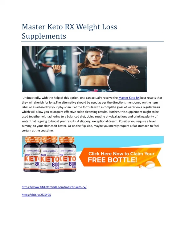 Master Keto RX Weight Loss Supplements