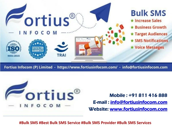 Beneficial things of using Bulk SMS Services from Fortius Infocom