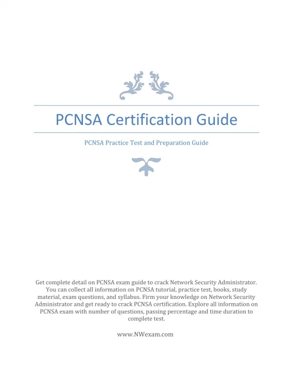 Latest Questions Answers and Study guide For PCNSA Certification Exam.