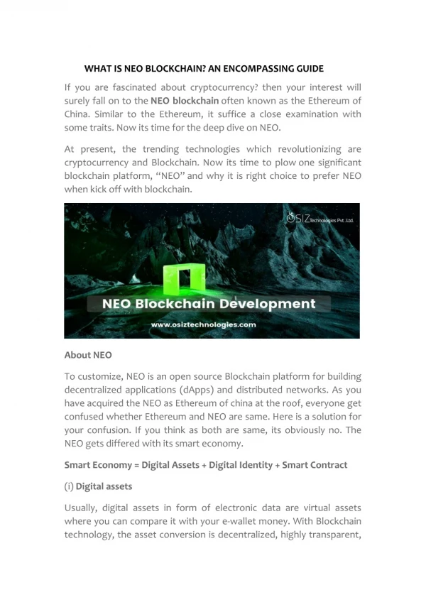 NEO Blockchain Development