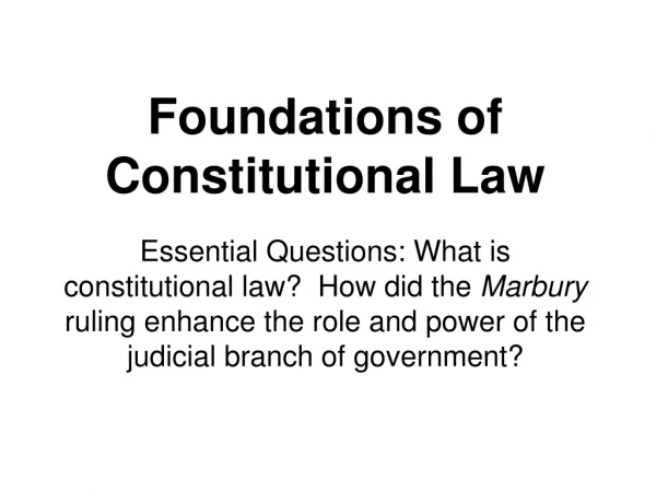 Foundations of Constitutional Law